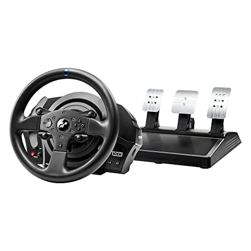 Thrustmaster T300 RS GT – Wired Racing Wheel with Force Feedback – Sim Racing Bundle with 3-Pedal Set and Cables – Compatible with Consoles PS5, PS4 and PC | Dual-belt force feedback wheel with 25W brushless motor, 1080° rotation, magnetic precision, and metal 3-pedal set