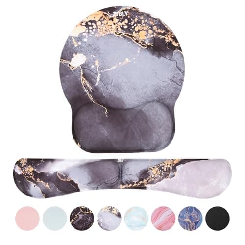 Zibly Keyboard Wrist Rest and Mouse mat Wrist Support, Comfortable Memory Foam Mouse pad Wrist Support Cushion with Anti-Slip Grip for Office Computer Laptop Working Gaming (Combo Grey Marble)