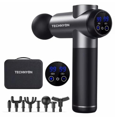 Technyon Massage Gun Deep Tissue – 99 Speed Handheld Muscle Massager for Athletes, Portable Mini Massage Gun with 8 Heads & Carry Case – Quiet Percussion Therapy for Muscle Recovery & Pain Relief