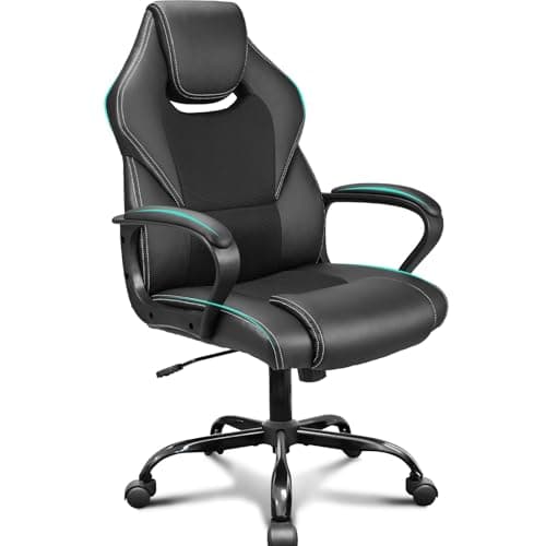 BASETBL Office Chair, PU leather Ergonomic Computer Desk Chair, Black