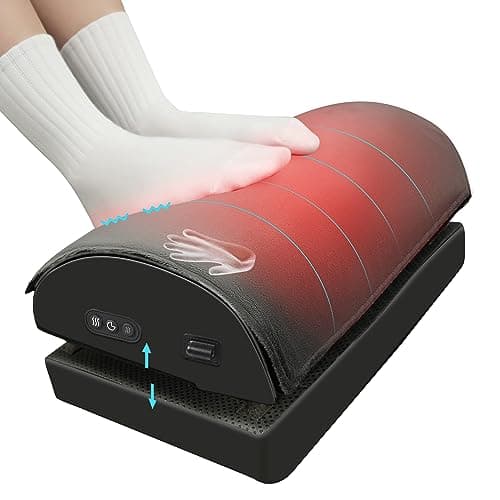 Snailax Foot Rest Under Desk, Heated Desk Footrest for Office Use with Vibration Massage, Feet Warmer with Double Layer Adjustable Height