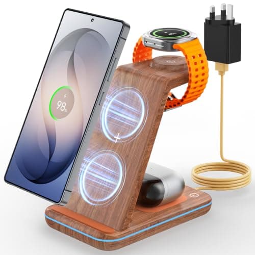 3 in 1 Wireless Charger for Samsung: JoyGeek Charging Station for S26/S25/S24/S23/S22/S21/S20/Note20/Z Fold&Flip, Galaxy Watch8/7/6/5/4/3/Active2/1, Buds 3 Pro