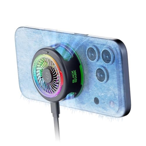 Black Shark FunCooler 6 Magnetic Gaming Phone Cooler, Portable Cooling Fan with RGB Light, Phone Radiant App Controlled for iPhone Magnetic Series(Black)