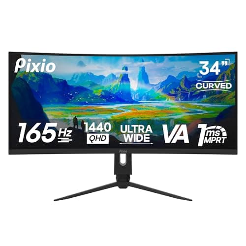 Pixio PXC348C 34 inch 144Hz UWQHD 3440 x 1440 Ultrawide USB-C Displayport 65W Charging 1440p 165Hz (Overclock) DCI P3 96% 34-inch 1ms AMD FreeSync Premium HDR Ultra Wide 1500R Curved Gaming Monitor