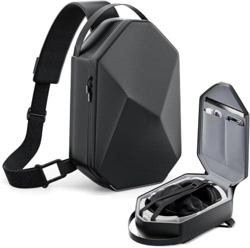 Carrying Case for Meta Quest 3S/Quest 3/Quest 2/Vision Pro/Pico 4, Hard Travel Case Compatible with Kiwi Design/BOBOVR Elite Battery Strap and Controllers Accessories, Crossbody Shoulder Backpack