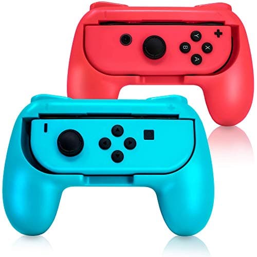 ADZ 2 x Red & Blue Controller Grip Handle Accessories compatible with Nintendo Switch Joy-Con Controller