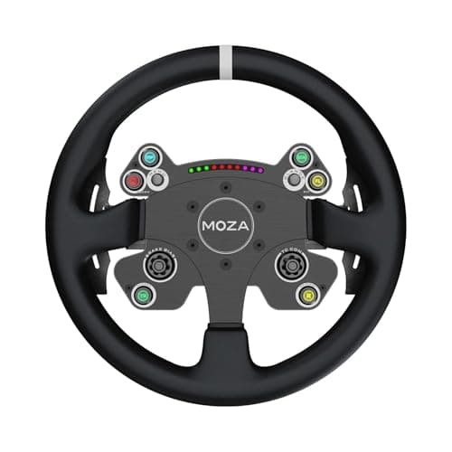 MOZA CS V2P Sim Racing Steering Wheel 13-inch for PC, Black | 10 RGB Lights, 6 programmable buttons and 2 Joysticks, Aviation Grade Aluminum Alloy Rim