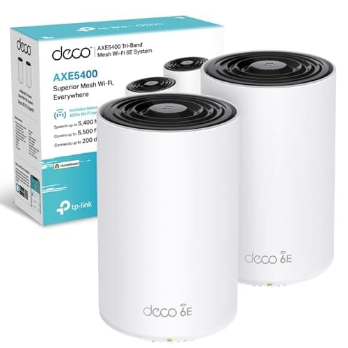 TP-Link Deco XE75(2-pack) AXE5400 Tri-Band Whole Home Mesh WiFi 6E System | 3 * Gigabit Ports, AI-Roaming WiFi Router Extender Booster, IoT WiFi, HomeShield, VPN, Easy Setup, Alexa & Google