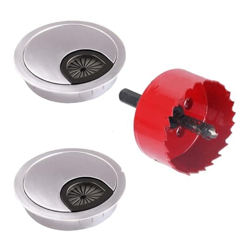 COEWUR 2 X Metal 60mm Desk Cable Grommet with 60mm Hole Saw