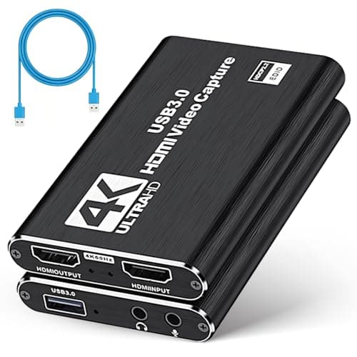 Vantisan 1080P Video Capture Card, 4K HDMI Capture Card, USB 3.0 Game Capture Device, 4K Video Capture Card for Streaming, Recording, Compatible with Windows/Mac/Linux - Plug & Play