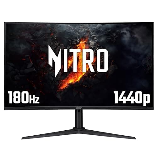 acer Nitro XZ322QUV3 32 inch Quad HD (2560 x 1440) Curved Gaming Monitor - 180Hz, 5ms, VA Panel, FreeSync, 72% NTSC, HDR400, Speakers, DisplayPort, HDMI