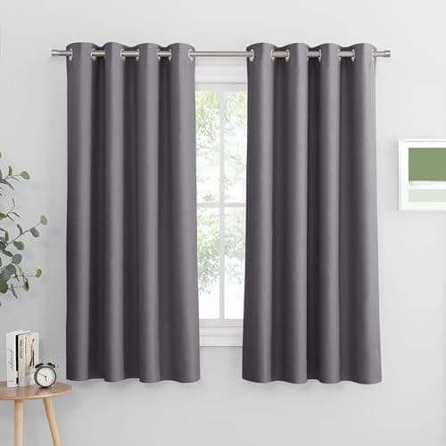 PONY DANCE Blackout Curtains for Bedroom, Grey, 2 Panels, 46 x 54 Inch