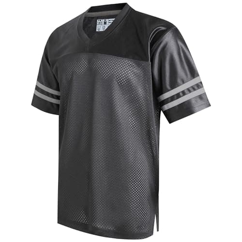 Pullonsy Replica Football Jerseys for Men Unisex Classic Blank Workout Sport Shirts Casual Fitness Outfits, Gray Stripe-black Jersey, XL