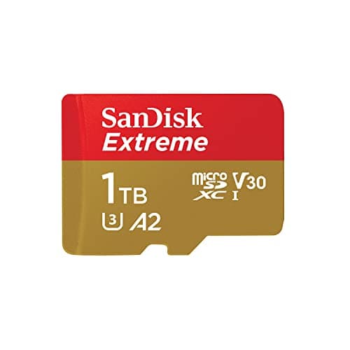 SANDISK Extreme microSDXC card 1TB +SD adapter (microSD card for smartphones, action cameras, drones, V30, up to 190 MB/s, SANDISK QuickFlow Technology, RescuePro Deluxe, UHS-I, 4k, V30, A2, C10, U3)