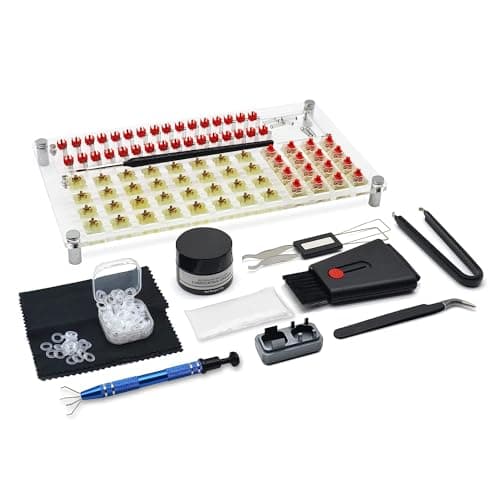 RUNJRX 32 Switches Acrylic Lube Station,Keyboard Lube Kit,Switch Opener,Switch Lube,Switch Puller,Keycap Puller,Switch Lube Tool for Custom Mechanical Keyboard (12Pcs)