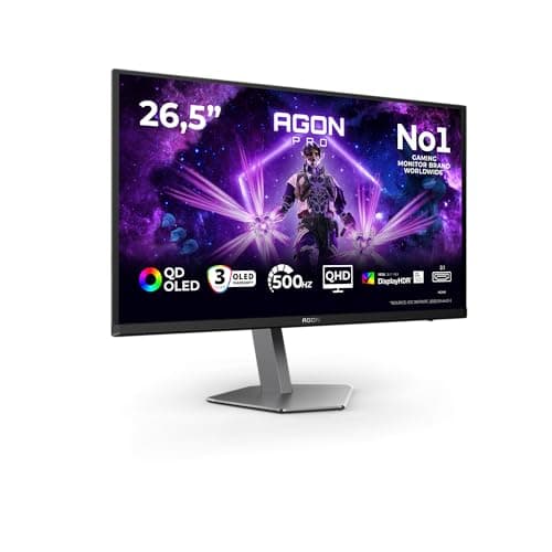AOC AG276QKD2 27 inch WQHD Gaming Monitor 500Hz, QD-OLED Panel, 0.03ms GtG, Adaptive Sync, HDR500 TrueBlack, G-Sync Comp, Height Adjustment, Speakers, (2560x1440 HDMI 2x 2.1 DP 1x 2.1 USB Hub) Black