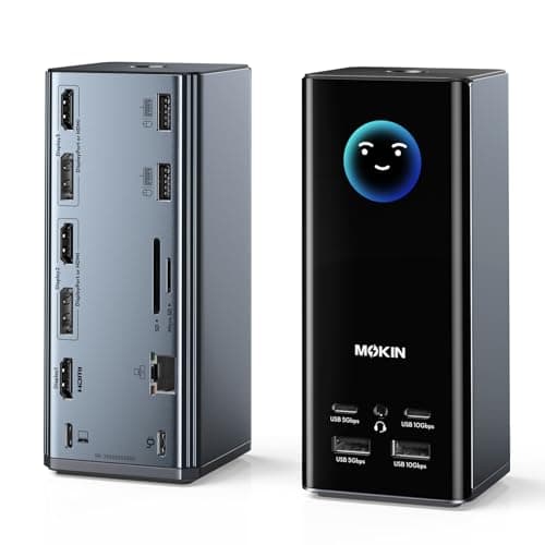 MOKiN USB C Docking Station 3 Monitors with 3 HDMI 2 DP, Smart Display