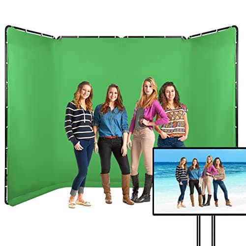 GSKAIWEN 7.87ft x 13.12ft Large Chromakey Green Screen Backdrop with Stand | Portable Photography Background Support System for Photo Studio Video Shooting, Live Streaming, Parties, Keying, Stage