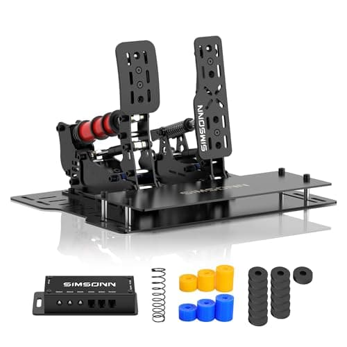 SIMSONN Plus X Racing Simulator Hydraulic Pedals Sim Racing Pedals Support Haptic Reactor (Black P2-H2-Plate)