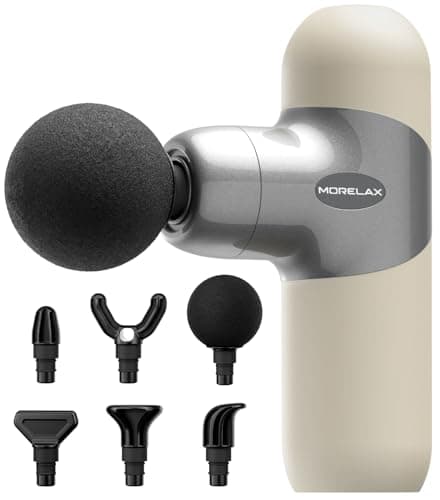 Mini Massage Gun with 6 Massage Heads and 4 Speeds,Portable Percussion Muscle Massager Gun Deep Tissue, Silicone Material Removable and Washable, for Home Office Workout, Gift for him her
