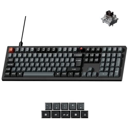 Keychron V6 8K Wired Mechanical Keyboard, Full Size 100% UK Layout Gaming Keyboard with Knob, 8000Hz Polling Rate RGB PBT Keycaps, QMK Hot-Swappable Super Brown Tactile Switches - Black