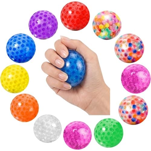 12 Pcs Squishy Stress Ball Set, Squishy Balls Bundle for Anxiety Relief and Sensory Focus,Portable Squishy Pack for Desk Decor and Adult Stress Management, Random Colours
