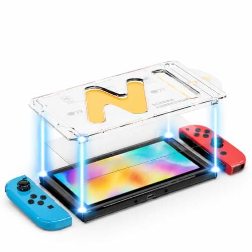 bibuks 2 Pack Tempered Glass Screen Protector With Auto Alignment Frame for Nintendo Switch 6.2" (2017), Easy Installation, Bubble Free, Anti-Scratch, 9H Hardness
