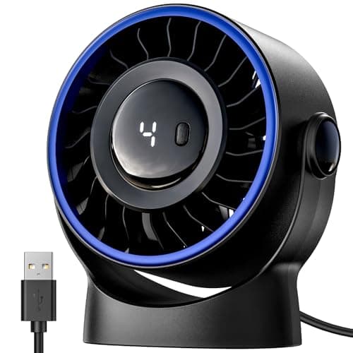 SWEETFULL USB Desk Fan, 4-Speed Powerful Portable Table Fan, 360° Rotatable