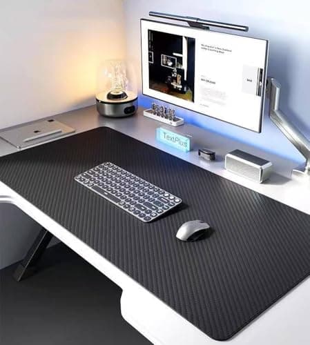 Large Desk Pad Black Carbon Fiber Texture Mouse Pad,Waterproof Computer Laptop Writing Mat Smooth Gaming Mouse Pad,Wear Resistant Table Protector (120x60cm)