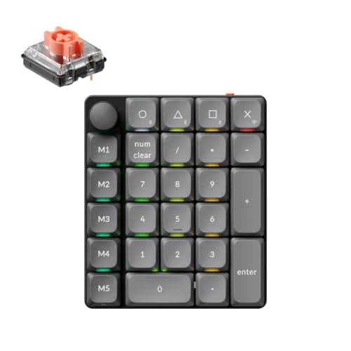 Keychron K0 Max Wireless Low-Profile Number Pad, QMK Programmable Numpad, Hot-Swappable Silent Red Switch, RGB Backlit, 2.4GHz & Bluetooth 5.3, 1000Hz Numeric Keypad with Knob, for Windows/Mac