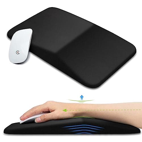 KUOSGM Ergonomic Mouse Pad Wrist Support, Memory Foam Gel Mousepad with Wrist Rest Pain Relief & Non-slip PU Base, Office PC Computer Wrist Pad for Wireless Mouse & Desk(13x8Inch, Jet Black)