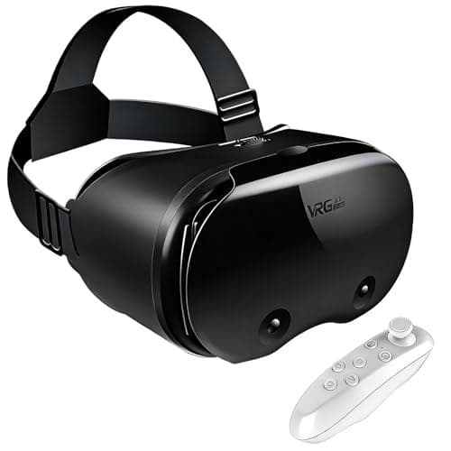 3D VR Headset, Virtual Reality 3D VR Glasses, Anti-Blue Light Adjustable 3D Headset Helmets for iPhone or Android Compatible with 5.0” to 7.0” inch with Controller(Black)