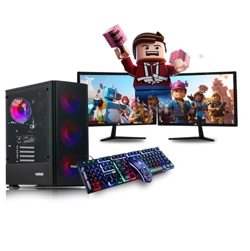 Veno Scorp Gaming PC Dual 22" Monitor Bundle Intel Core i5-3470 Processor RX 550 4GB Graphics Card - 16GB Ram - 120GB SSD + 1TB HDD - 550W PSU - Windows 10 Pro - WiFi - Titan 4