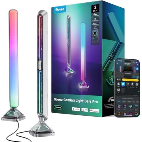 Govee RGBIC LED Gaming Lightbars, 16-M Color Three-Sided Cyberpunk Dimmable | Play Light Bar for PC, Monitor, Smart WiFi & Bluetooth, 70 Scene Modes , Compatible with Alexa & Google Home, 2-pack, Silver