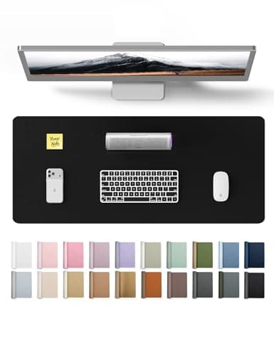 YSAGi Leather Desk Mat, Large Mouse Mat, 60 x 35 cm, Black | Non-Slip Desk Pad, Keyboard Mat, Waterproof Table Protector Desk Accessories for Office & Home
