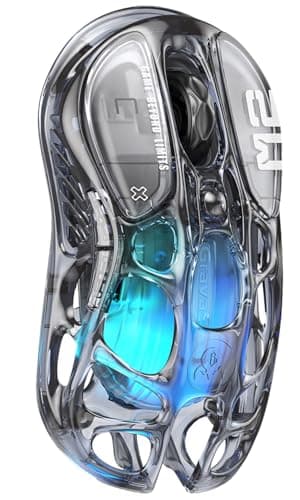 GravaStar Mercury M2 Wireless Gaming Mouse with 26,000 DPI, PAW3395DM Sensor -79g Lightweight Hollowed-Out Design -5 Programmable Buttons -5 Dynamic Lightsync RGB - Stealth Black (Transparent Black)