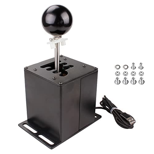 muge racing USB Simulator Shifter, Compatible with Logitech G29 G27 G25 G920 Thrustmaster T300RS/GT Steering Wheel Sequential H Gear Shifter Compatible with ATS ETS Dust WRC Sim Racing Games 6+R