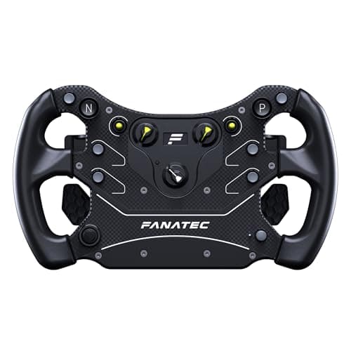 Fanatec Sim Racing CSL Steering Wheel GT3 – Overmolded Grips, Custom Magnetic Shifters, Dual Analog Paddles, OLED Display, QR2 Lite Wheel-Side Preinstalled – PC, Xbox | Molded Handles, Magnetic Shift Flippers, Two Analog Paddles, OLED Display, QR2 Lite Wheel-Side Preinstalled