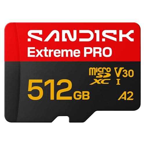 SANDISK Extreme PRO microSD + Adapter 512GB, Up to 250MB/s Read Speeds | UHS-I, V30, 5K, 4K UHD, U3, C10, A2, Ideal for Action Cams, Drones, Android Devices, Laptops, Up to 170MB/s Write speeds