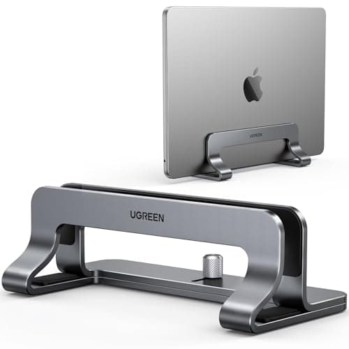 UGREEN Vertical Laptop Stand for Desk Adjustable Laptop Holder Dock | Aluminum Desktop Stand, Compatible for MacBook Air Pro, Microsoft Surface(Grey)