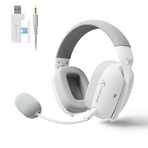 MAMBASNAKE ATTACK SHARK L80PRO Ultralight Wireless Gaming Headset, 7.1 Surround Sound, Lightweight Headphone With Bendable Dual Mic, Tri-Mode(2.4G/BT/3.5mm Wired), 40mm Driver,for PC/Mac/PS/XBOX White