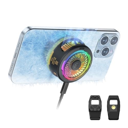 Black Shark FunCooler 5 Magnetic Phone Cooler for Gaming, Portable Mobile Phone Cooler with RGB Lighting, Mobile Phone Cooling Fan for iPhone Magnetic Series/Android/Tablet/iPad (Black)