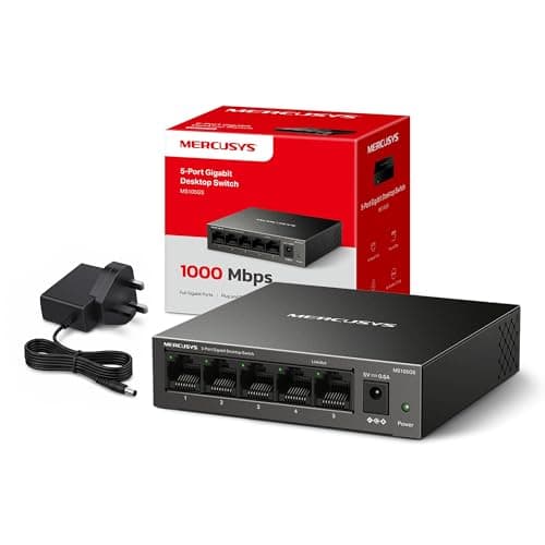 MERCUSYS MS105GS 5-Port Gigabit Network Switch, Metal Ethernet Splitter