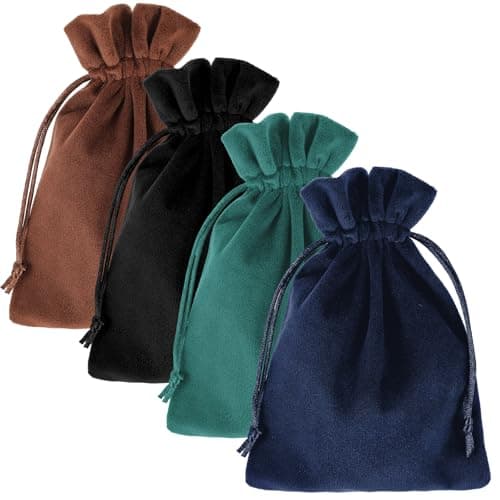 4pcs Soft Velvet Bags with Drawstrings,7.08 X 5.11inch Velvet Gift Bags Dice Bag Small Drawstring Pouch for Tarot Rune Jewelry Crystal(4 Colors)