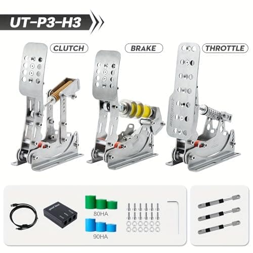 Simjack UT Sim Racing Pedals 200KG Load Cell Brake Pedal PC Racing Simulator Pedals Pressure Sensor HE Hydraulic Pedal (PRO-DB)