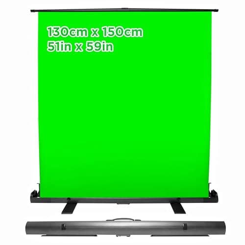 Duronic Floor Green Screen Backdrop FPS15 Projector Screens with Stand, Portable Foldable Crease-Free Projection Display Viewing Sheet Backgrounds for Projectors, Home, Office, Videos with Carry Case