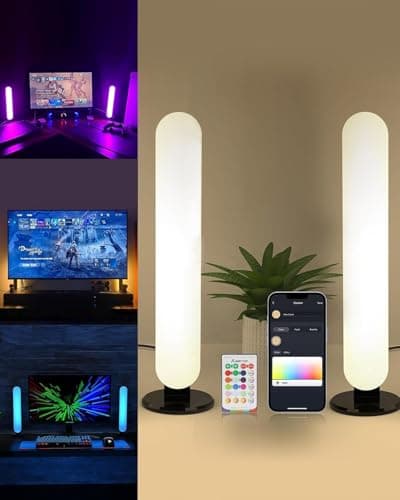 ALANTOP Smart Desk Lamp 2 Pack with WiFi APP Control Compatible with Alexa and Google Adjustable White and RGB Colors Music Sync USB Bedside Lamp-Perfect for Bedroom, Gaming