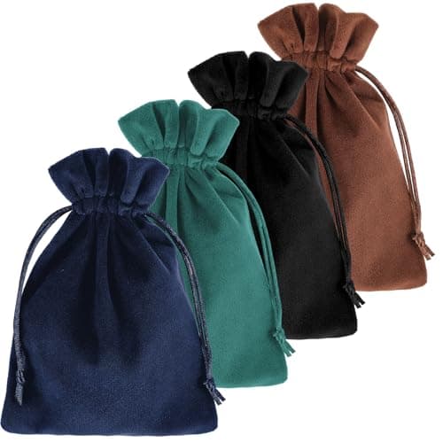 4PCS Velvet Drawstring Gift Bags,7.08 x 5.1 In Soft Jewelry Bags Drawstring