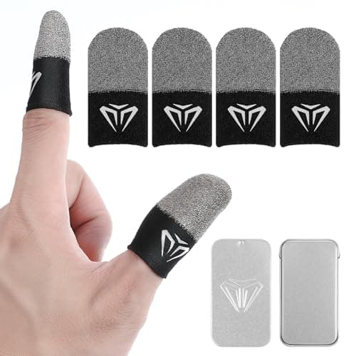 Gjinxi Thumb Sleeves for Mobile Gaming, 4 PCS Silver Fibre Touch Screen Finger Sleeves, Ultra Thin Anti Sweat Thumb Sleeve Finger Covers Phone Tablet Touchscreen Fingers Gloves Protectors for Gamers B