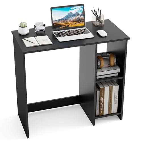 COSTWAY Small Compact Computer Study Desk (Black, 80 x 40 x 74cm)
